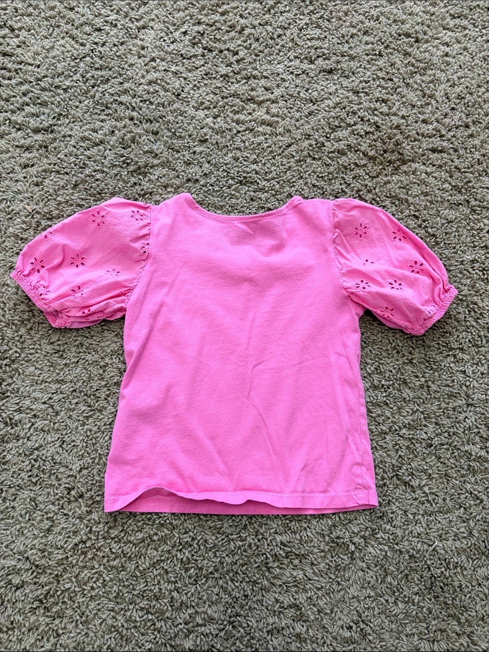 H&M Bright Pink Eyelet Puff Sleeve Tee - Picture 4 of 4